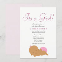 Cute Pink Ethnic its a girl baby shower invitation