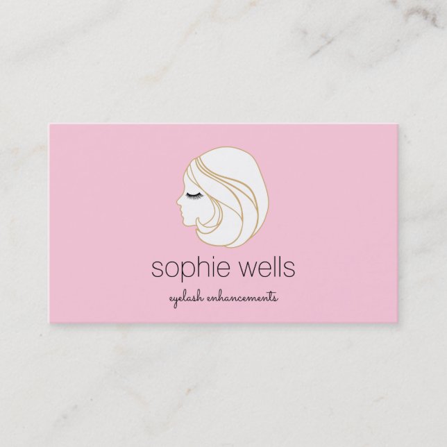 Cute Pink EyeLashes Extensions and False Eyelashes Business Card (Front)