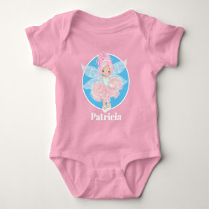 Cute pink fairy add name baby girls bodysuit