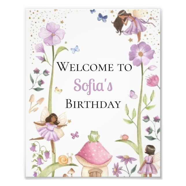 Cute Pink fairy Coquette first birthday Photo Print (Front)