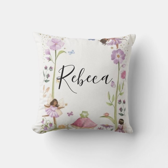 Cute Pink fairy Coquette primer cumpleaños Cushion (Front)