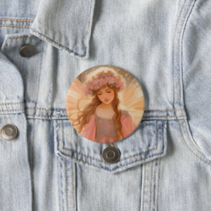 Cute Pink Fairy Fantasy Painting 7.5 Cm Round Badge