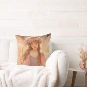 Cute Pink Fairy Fantasy Painting Cushion