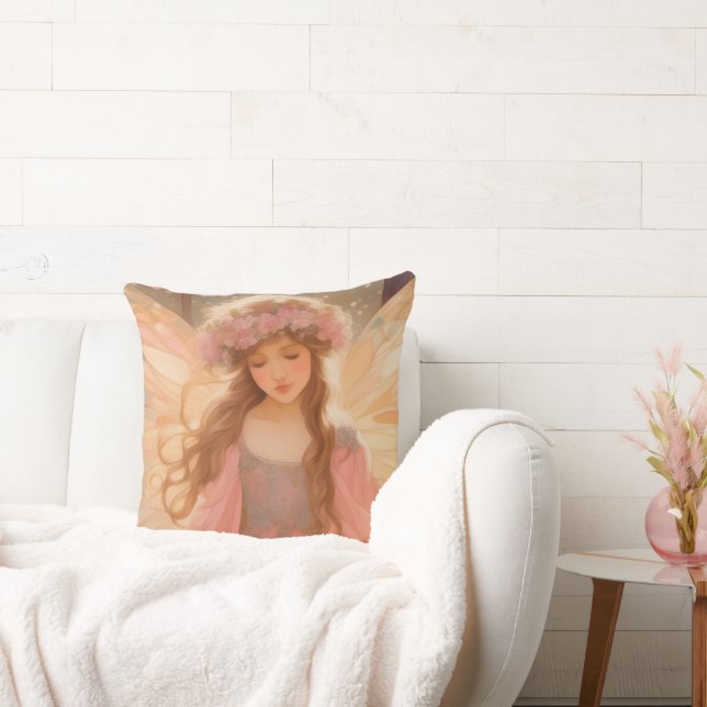 Cute Pink Fairy Fantasy Painting Cushion (Couch)