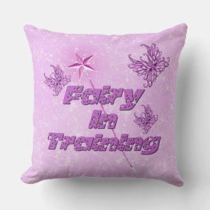 Cute Pink Fairy In Training Throw Pillow
