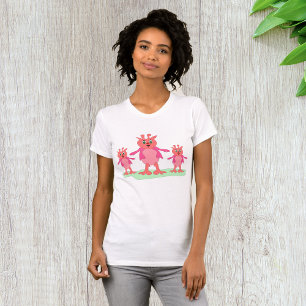 Cute Pink Fantasy Creatures Whimsical Aliens  T-Shirt