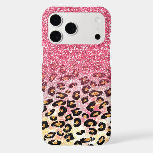 Cute pink faux glitter leopard animal print