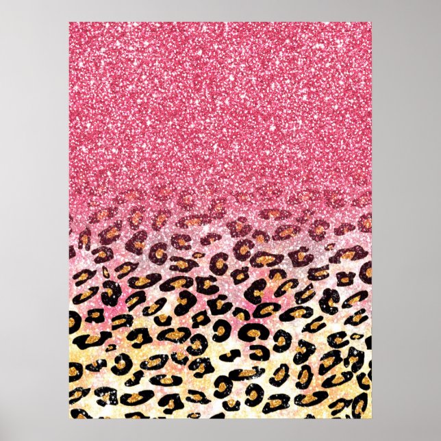 Cute pink faux glitter leopard animal print (Front)