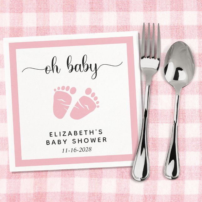Cute Pink Feet Baby Girl Shower Napkin (Creator Uploaded)
