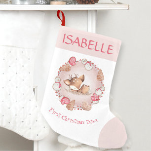 Cute Pink First Christmas Girl Christmas Stocking
