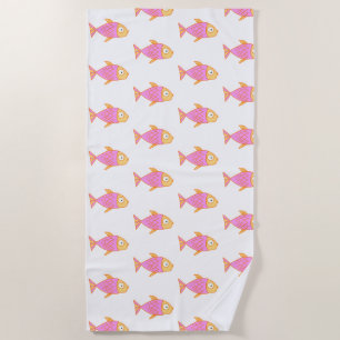 Cute Pink Fish Beach Towel