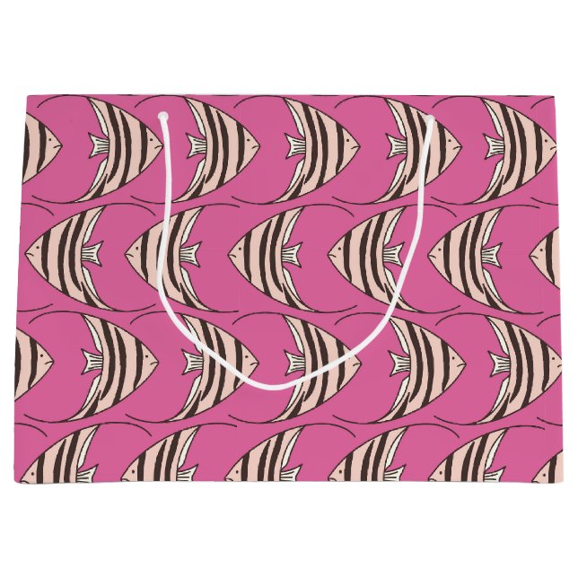 Cute pink fish pattern large gift bag (Front)