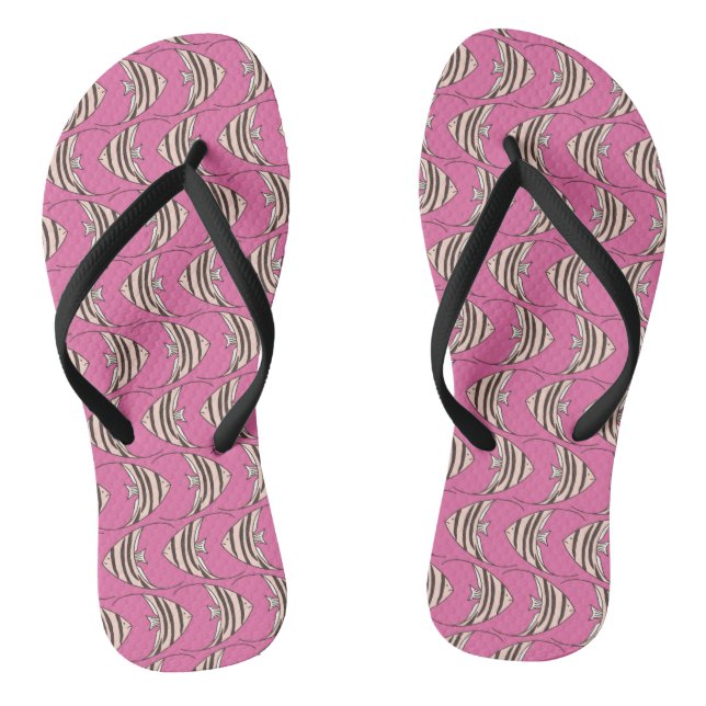 Cute pink fish pattern thongs (Footbed)