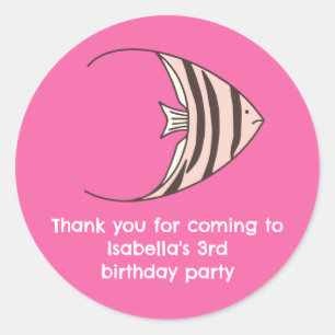 Cute pink fish Thank You Classic Round Sticker