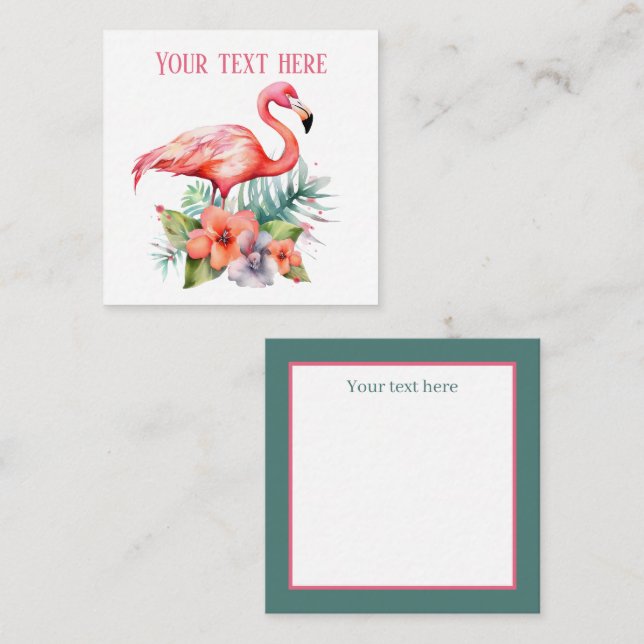 cute pink flamingo add name beach  card (Front/Back)