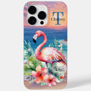 cute pink flamingo add name Case-Mate iPhone 14 pro max case