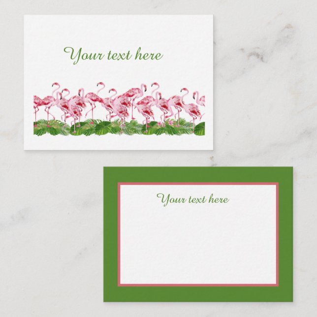 cute pink flamingo add text  card (Front/Back)