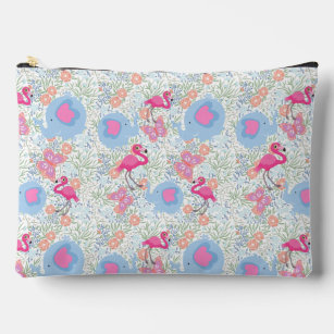 Cute Pink Flamingo and Friends Pattern Accessory Pouch