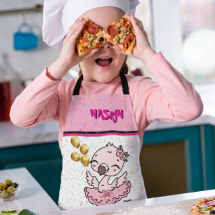 Cute pink  Flamingo Ballerina   Apron
