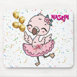 Cute pink Flamingo Ballerina Mouse Pad