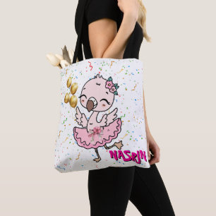 Cute pink Flamingo Ballerina Tote Bag