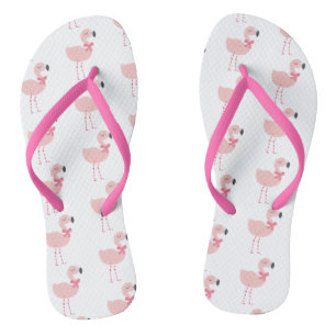 Cute Pink Flamingo Cartoon Pattern Thongs