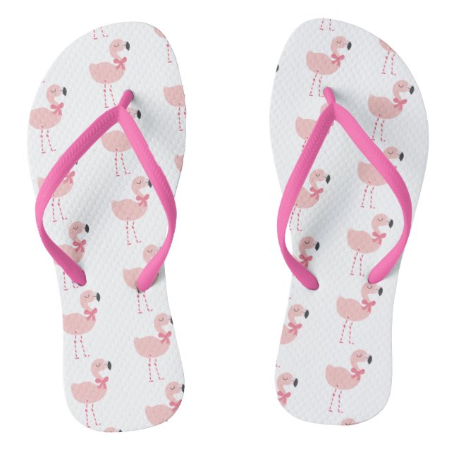 Cute Pink Flamingo Cartoon Pattern Thongs (Footbed)