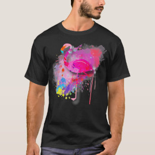 Cute Pink Flamingo Colourful Retro 80s Summer T-Shirt