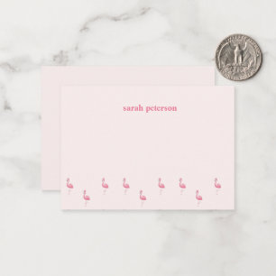 Cute pink flamingo custom name pink card