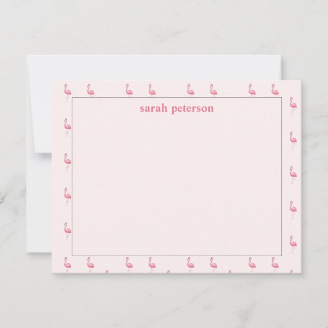 Cute pink flamingo custom name pink card (Front)