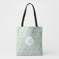 Cute Pink Flamingo Drawing Pattern | Monogram