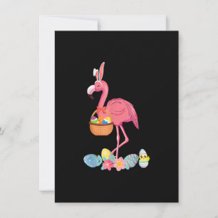 Cute Pink Flamingo Easter Eggs Basket, Funny Flami Invitation