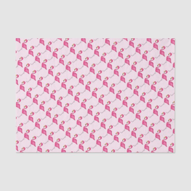 Cute Pink Flamingo Flamingos Tissue Paper (Front)