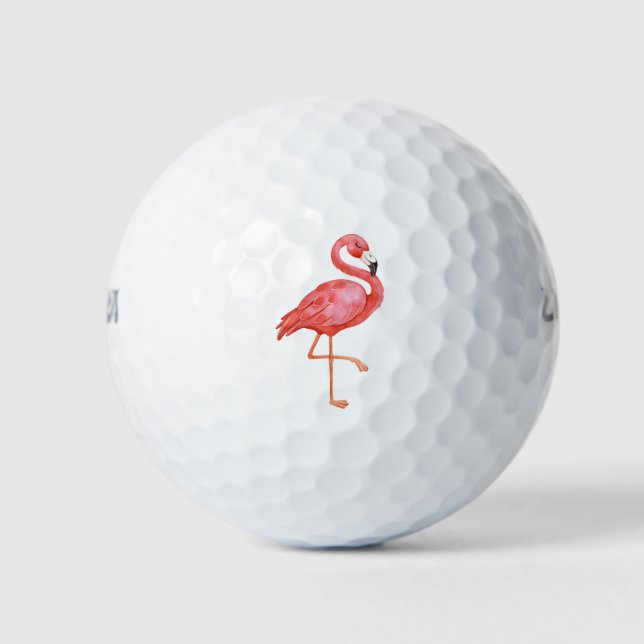 Cute Pink Flamingo Golf Balls (Front)