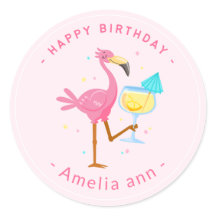 CUTE PINK  FLAMINGO HAPPY BIRTHDAY GIRL