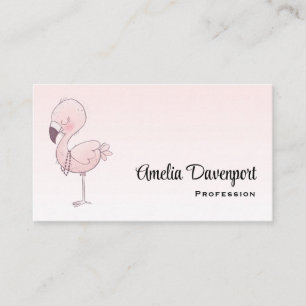 Cute Pink Flamingo Illustration Business Card
