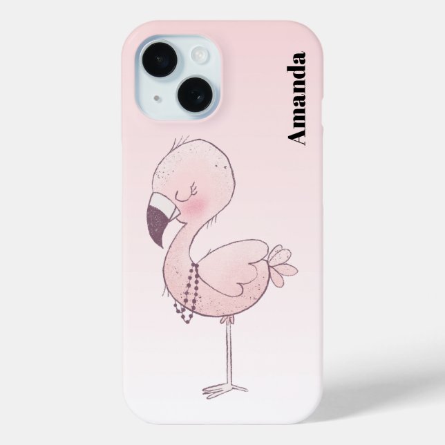 Cute Pink Flamingo Illustration Case-Mate iPhone Case (Back)