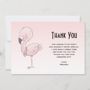 Cute Pink Flamingo Illustration Thank You Card