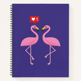 Cute Pink Flamingo Like Heart Pastel Notebook