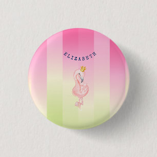 Cute Pink Flamingo Ombre Striped 3 Cm Round Badge