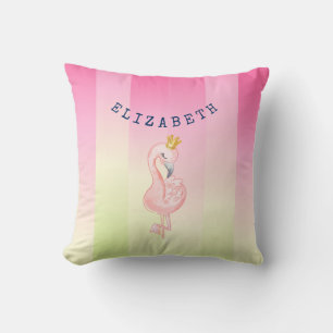 Cute Pink Flamingo Ombre Striped    Cushion