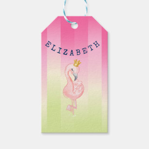 Cute Pink Flamingo Ombre Striped    Gift Tags