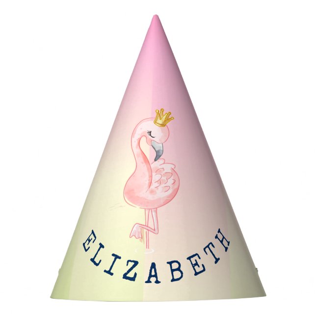 Cute Pink Flamingo Ombre Striped    Party Hat (Front)