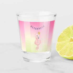 Cute Pink Flamingo Ombre Striped    Shot Glass