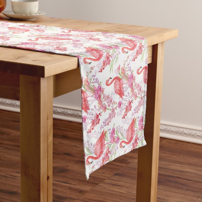 Cute pink flamingo pattern beach table runner (In Situ)
