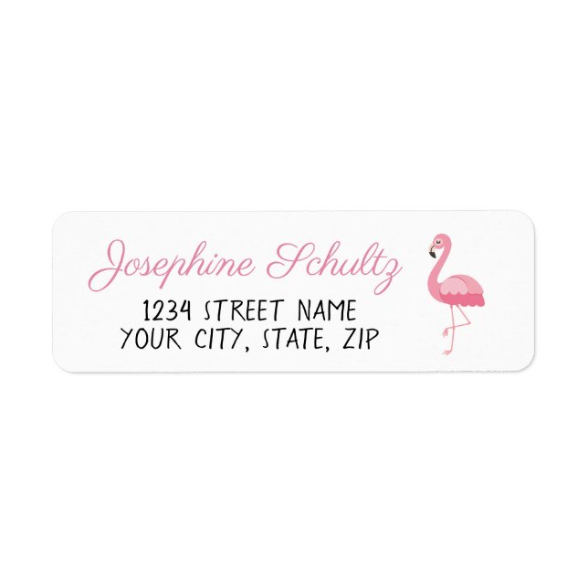 Cute Pink Flamingo Return Address Label (Front)