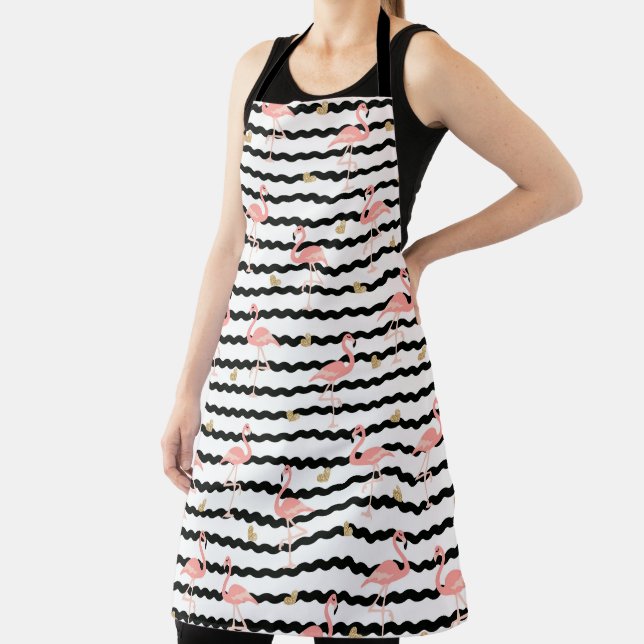 Cute Pink Flamingo Seamless Pattern Apron (Insitu)