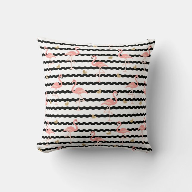 Cute Pink Flamingo Seamless Pattern Cushion (Front)