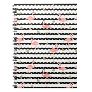 Cute Pink Flamingo Seamless Pattern Notebook