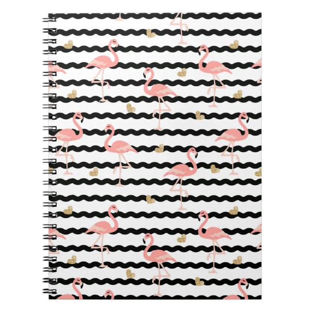 Cute Pink Flamingo Seamless Pattern Notebook (Front)